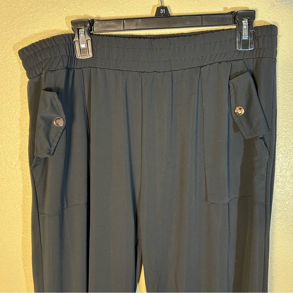 Maxe Collection Pants Black Plus Size 2X Elastic Waist Pockets Wide Leg Career - Picture 6 of 15